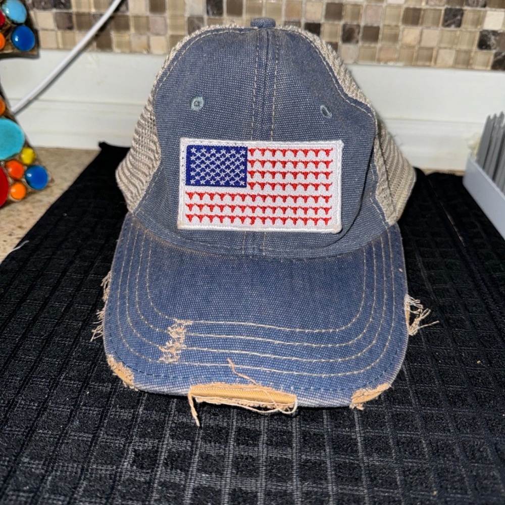 Grand Old Flag Patch Hat Adjustable Size Women's. - image 2